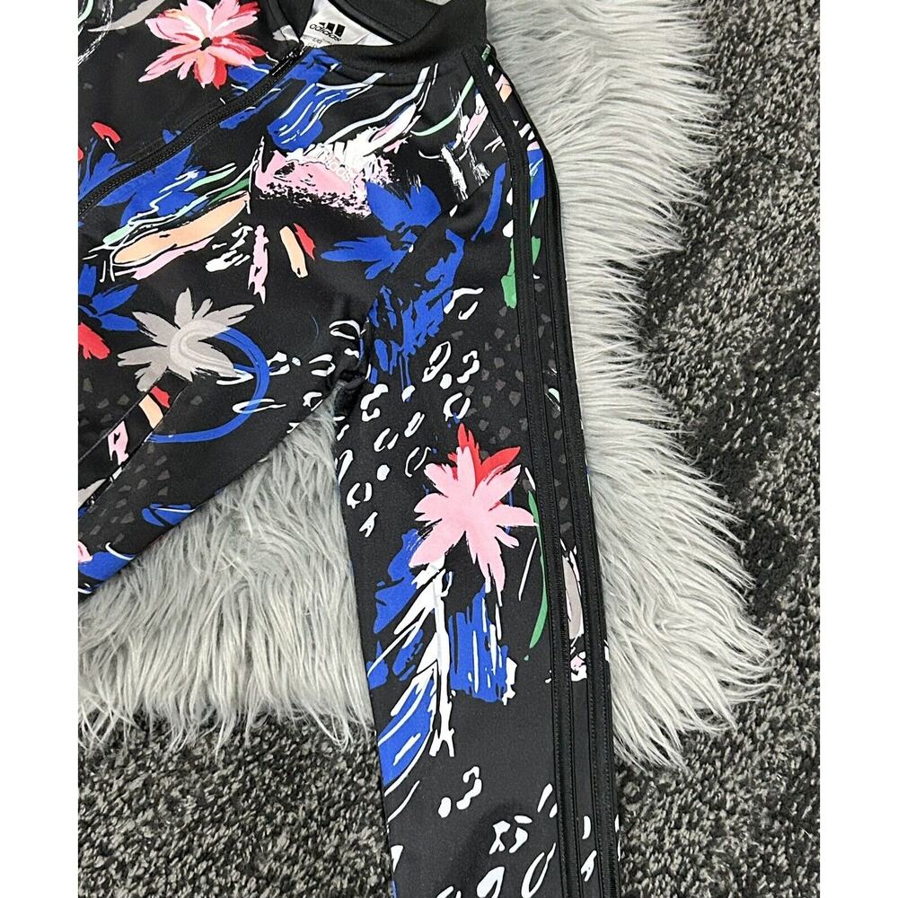 Adidas Girls Floral Tricot Bomber Jacket TRACK‎ Size L Large 14 Black Floral - Picture 3 of 3